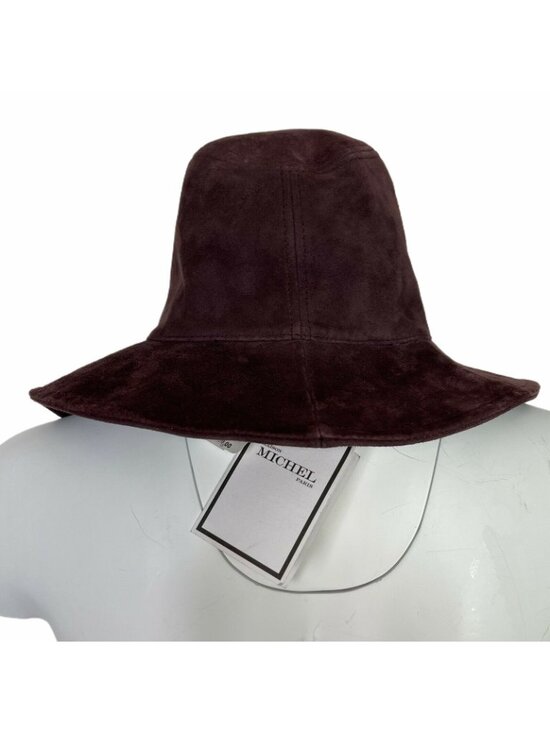 Maison Michel Suede Leather Bucket Hat M Dark Purple Aubergine main image 5